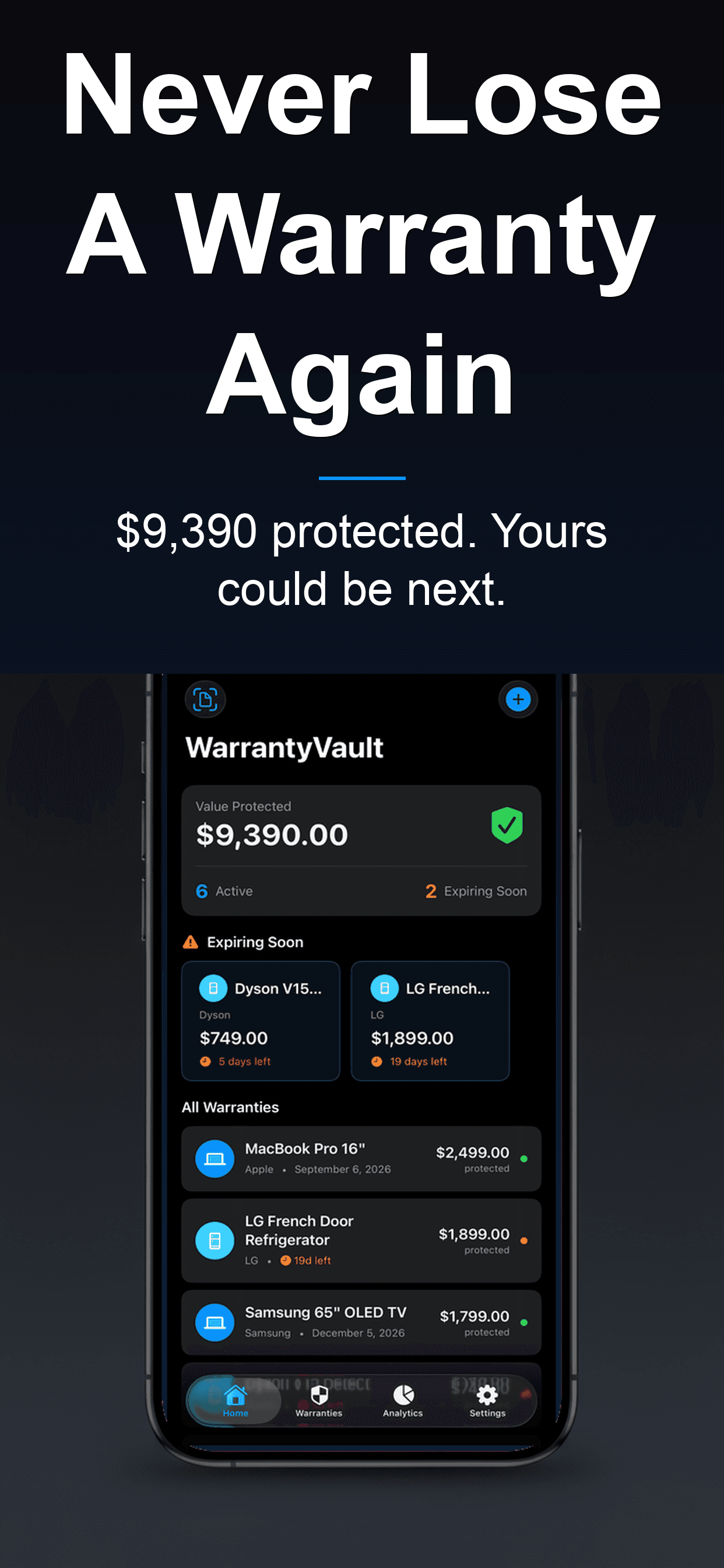 WarrantyVault app store screenshot