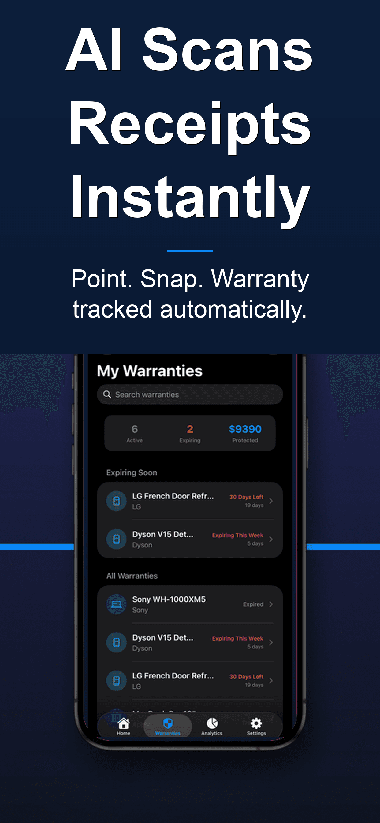 WarrantyVault app store screenshot