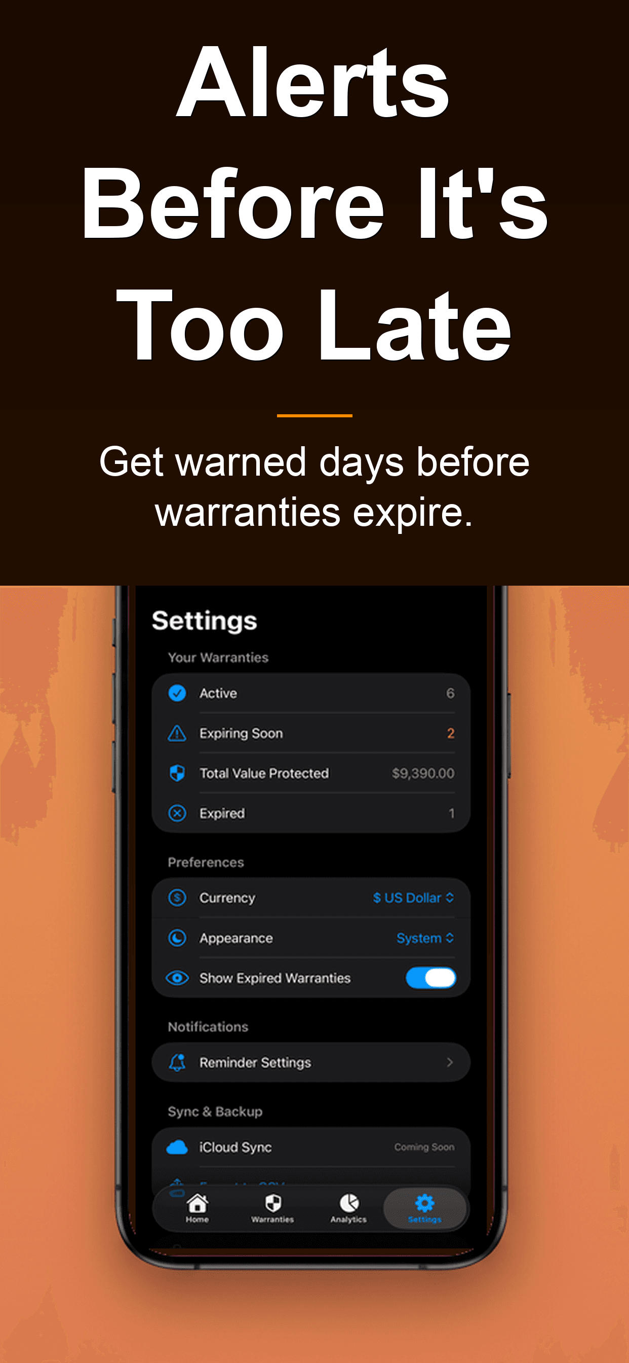 WarrantyVault app store screenshot